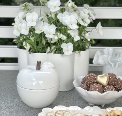 Panteringsskål Blomma metall M, offwhite - Bild 7