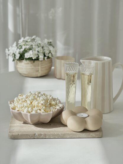Ljusstake Blomma värmeljus, beige - Bild 3
