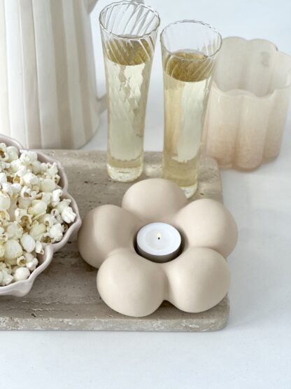 Ljusstake Blomma värmeljus, ljusbeige - Bild 4