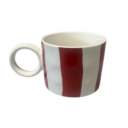 Mugg Stripes, röd/vit