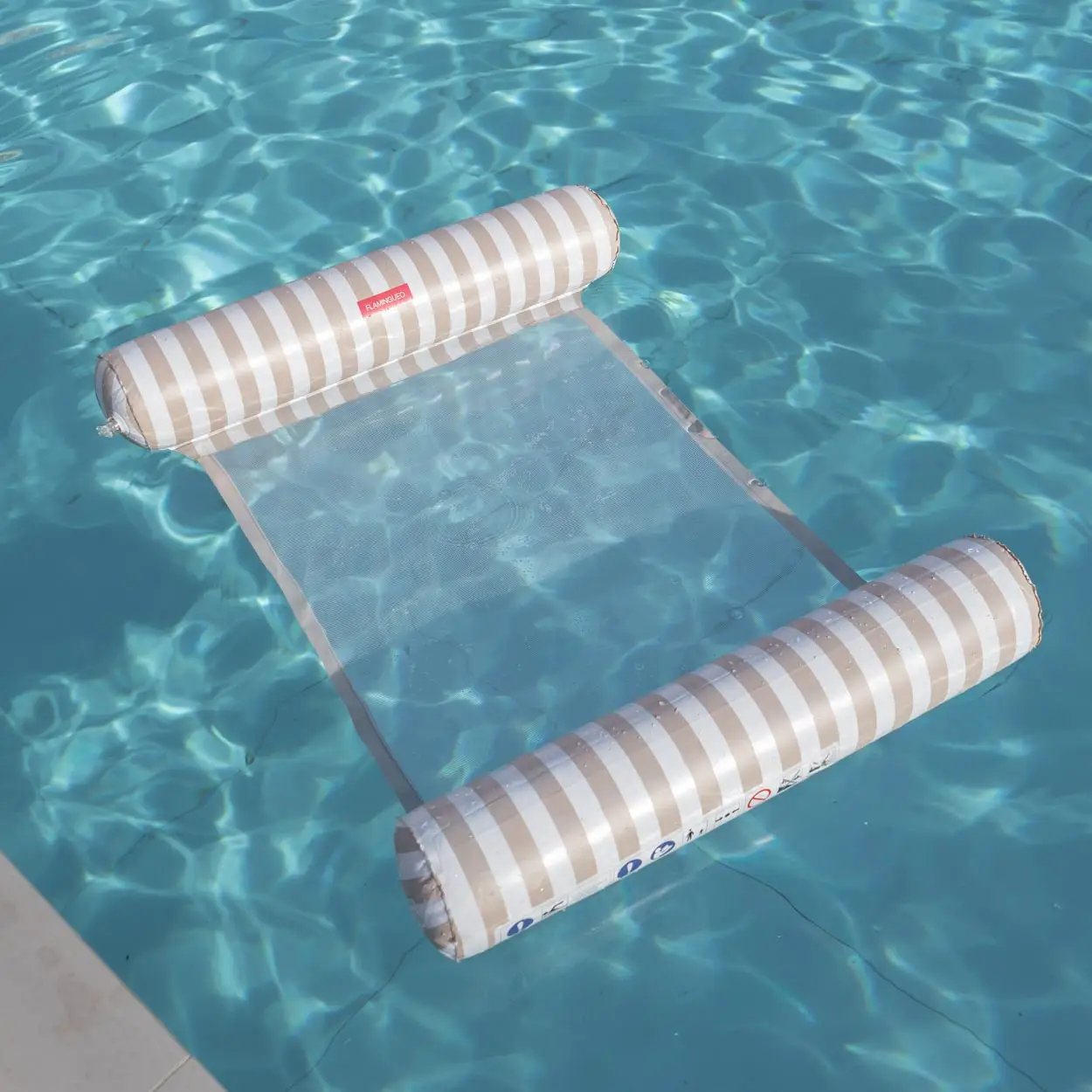 Flytande hängmatta för pool, beigerandig - Bild 2